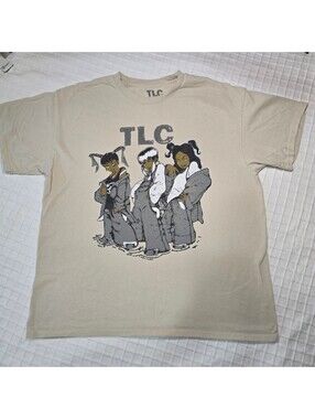 TLC Vintage Style Cartoon Graphic T-Shirt Tan Beige Men's Size Large 2014 Tee